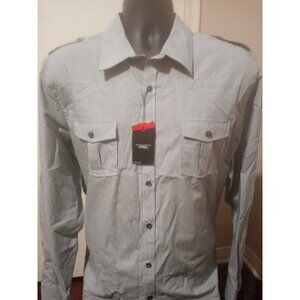 New Murano Slim Fit Ultimate Modern Comfort Button Shirt Mens XL Blue Stretch